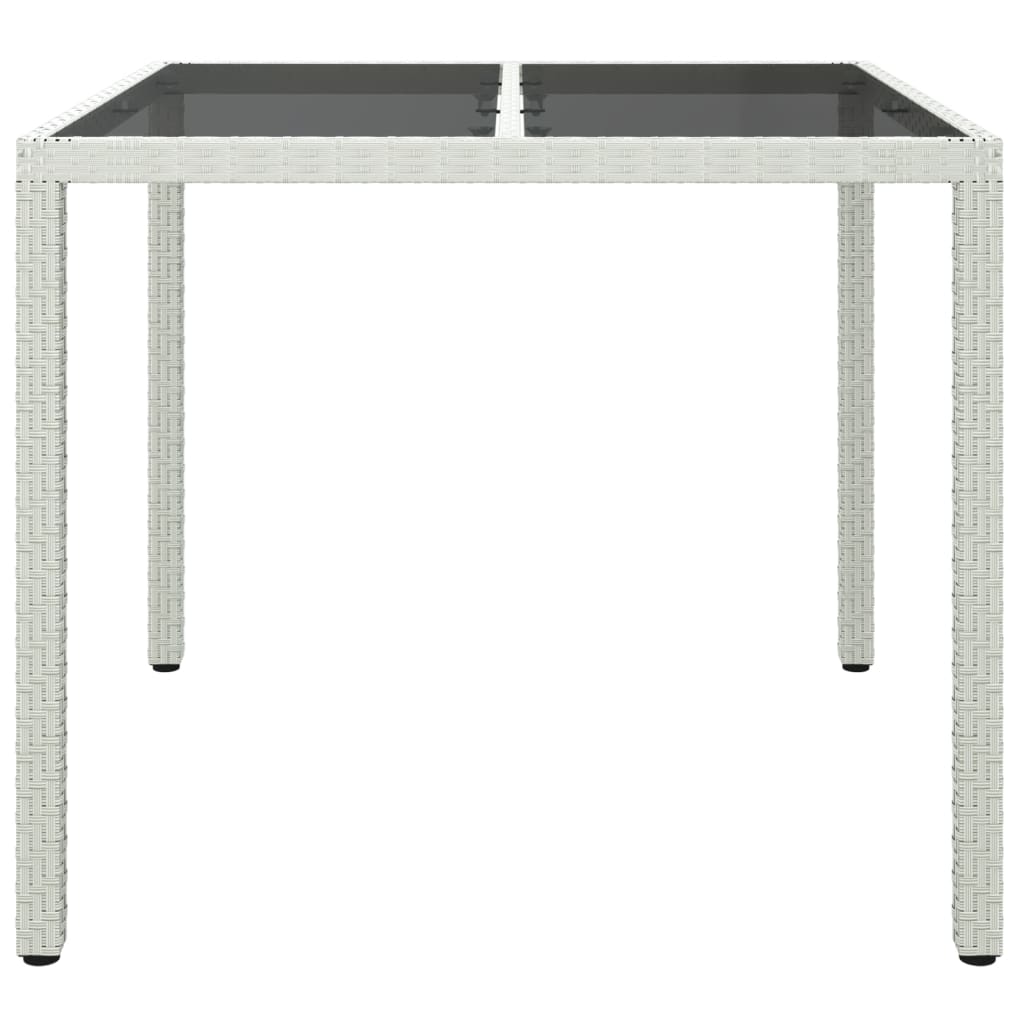 Thumbnail - vidaXL Gartentisch 90x90x75 cm Gehärtetes Glas Poly Rattan Weiß