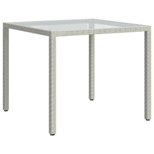 Zahradní stůl 90 x 90 x 75 cm tvrzené sklo a polyratan bílý - obrázek 5