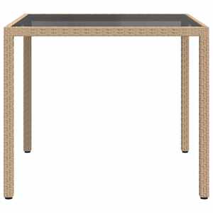 Zahradní stůl 90 x 90 x 75 cm tvrzené sklo a polyratan béžový - obrázek 4
