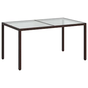 vidaXL aialaud 150 x 90 x 75 cm, karastatud klaas ja pol&uuml;rotang, pruun