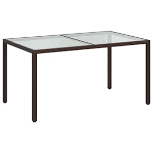 Zahradní stůl 150 x 90 x 75 cm tvrzené sklo a polyratan hnědý - obrázek 2