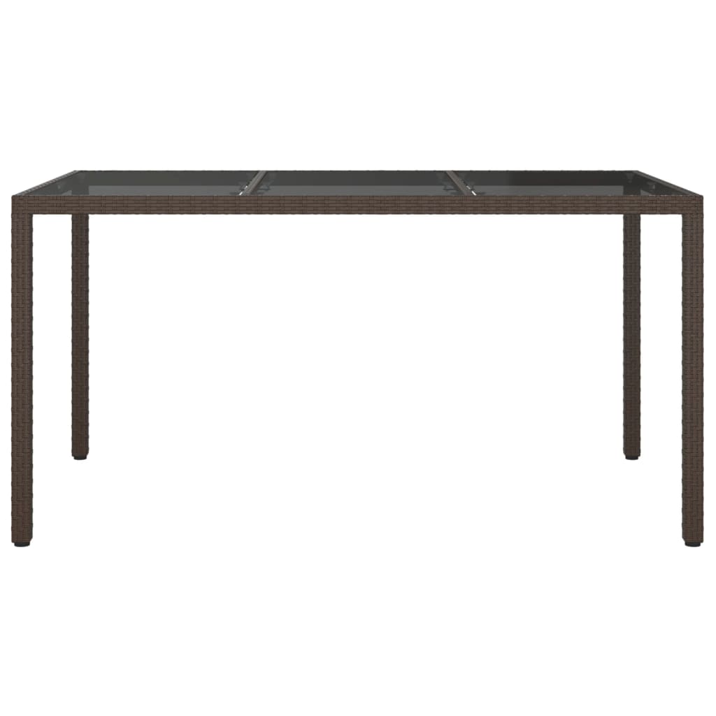 vidaXL Puutarhapöytä 150x90x75cm karkaistu lasi ja polyrottinki ruskea
