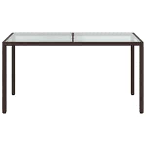 Zahradní stůl 150 x 90 x 75 cm tvrzené sklo a polyratan hnědý - obrázek 3