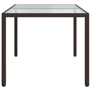 Zahradní stůl 150 x 90 x 75 cm tvrzené sklo a polyratan hnědý - obrázek 4