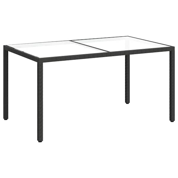 vidaXL aialaud 150 x 90 x 75 cm, karastatud klaas ja pol&uuml;rotang, must