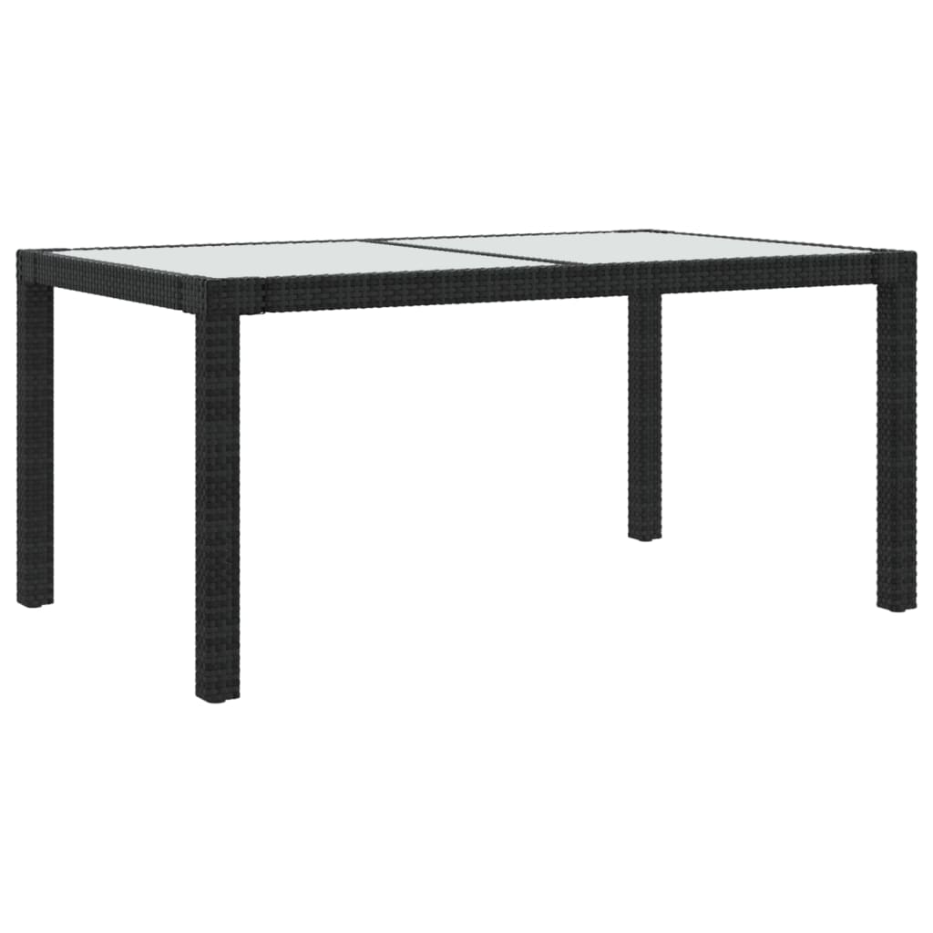 vidaXL Zahradní stůl 150 x 90 x 75 cm tvrzené sklo a polyratan černý