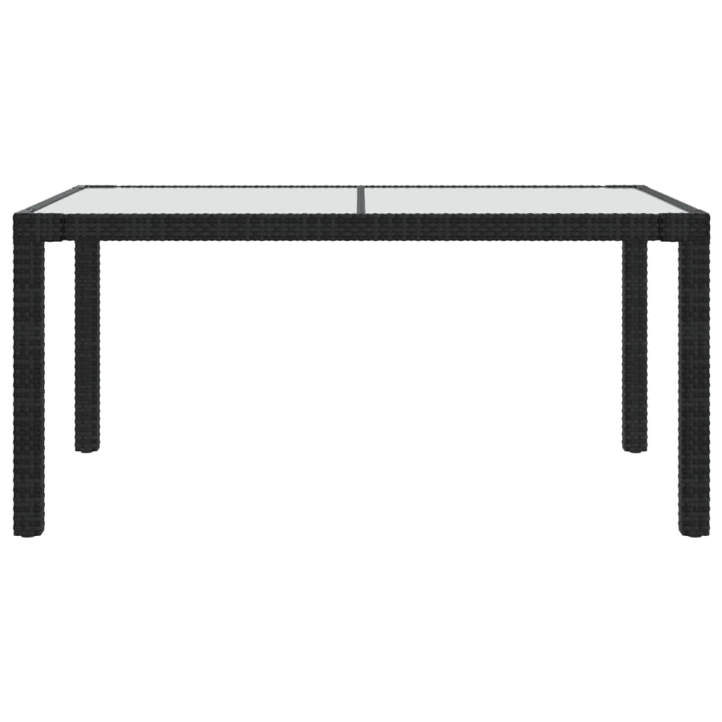 

vidaXL Tuintafel 150x90x75 cm gehard glas en poly rattan zwart