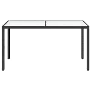 Zahradní stůl 150 x 90 x 75 cm tvrzené sklo a polyratan černý - obrázek 3