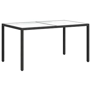 Zahradní stůl 150 x 90 x 75 cm tvrzené sklo a polyratan černý - obrázek 5