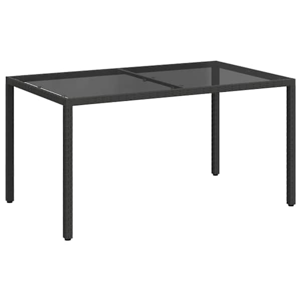 vidaXL aialaud 150 x 90 x 75 cm, karastatud klaas ja pol&uuml;rotang, must