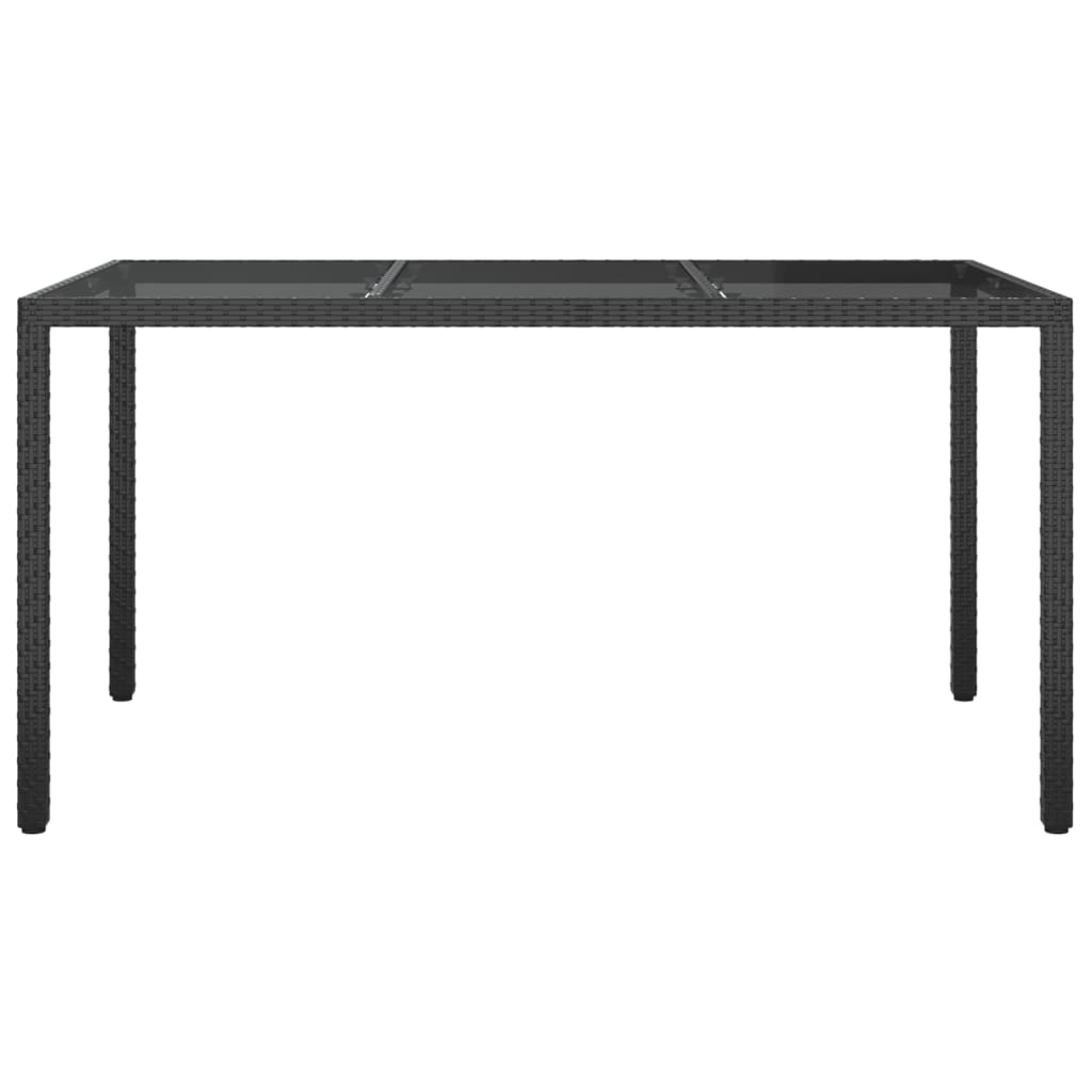 

vidaXL Tuintafel 150x90x75 cm gehard glas en poly rattan zwart