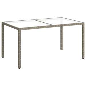 Zahradní stůl 150 x 90 x 75 cm tvrzené sklo a polyratan šedý - obrázek 2