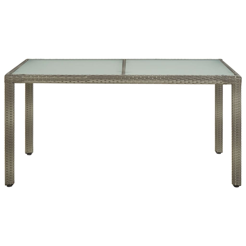 

vidaXL Tuintafel 150x90x75 cm gehard glas en poly rattan grijs