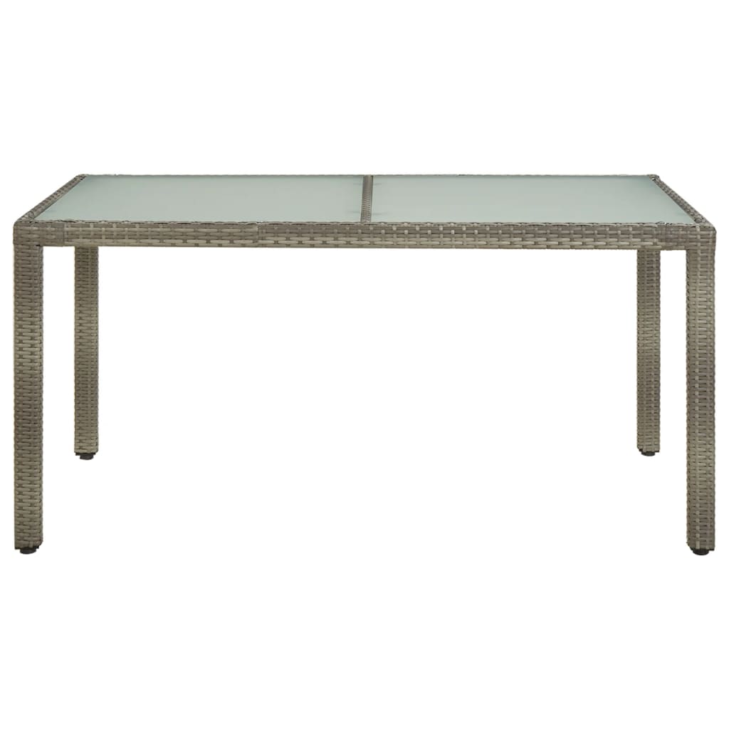 vidaXL Tuintafel 150x90x75 cm gehard glas en poly rattan grijs afbeelding