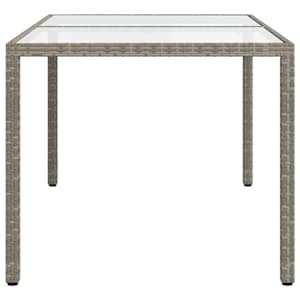 Zahradní stůl 150 x 90 x 75 cm tvrzené sklo a polyratan šedý - obrázek 4
