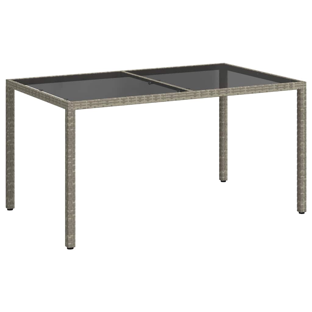 vidaXL Zahradní stůl 150 x 90 x 75 cm tvrzené sklo a polyratan šedý