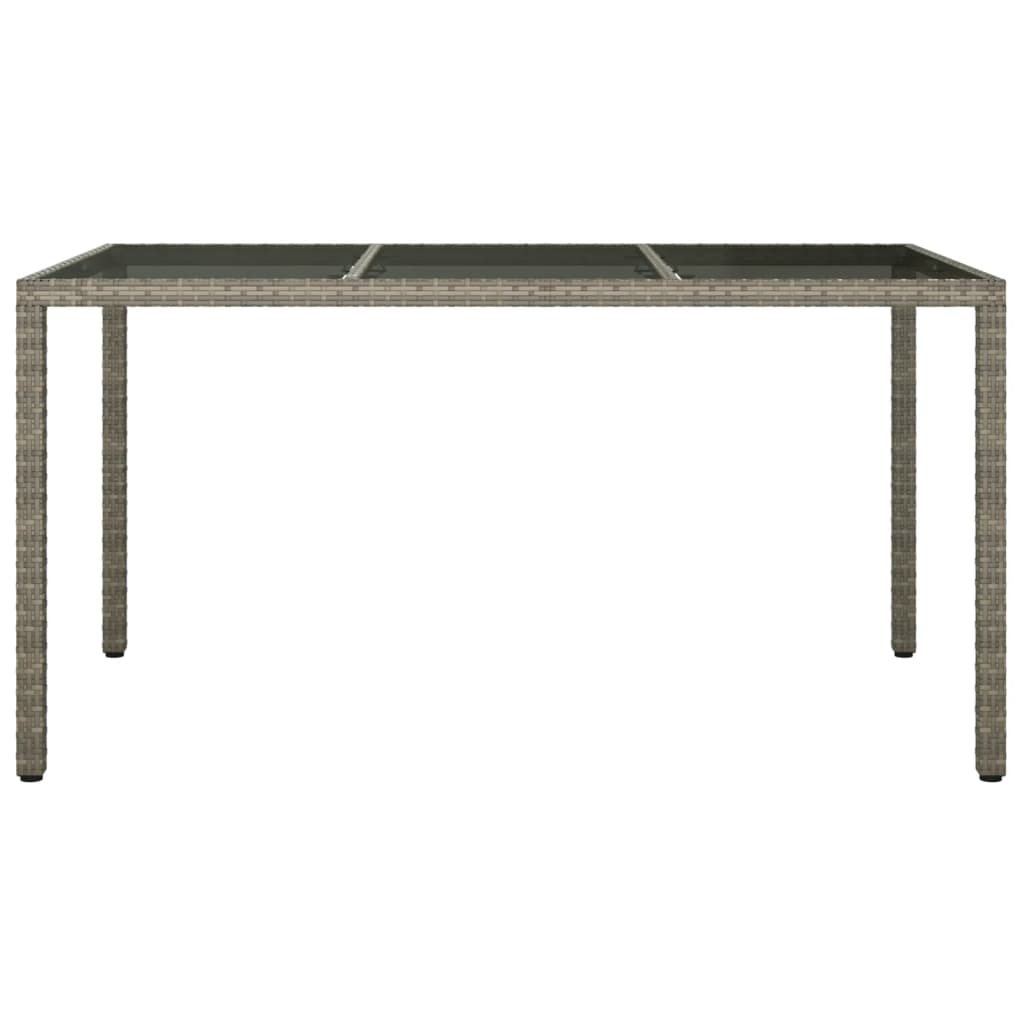 Sodo stalas, pilkas, 150x90x75cm, grūdintas stiklas/poliratanas | Stepinfit.lt