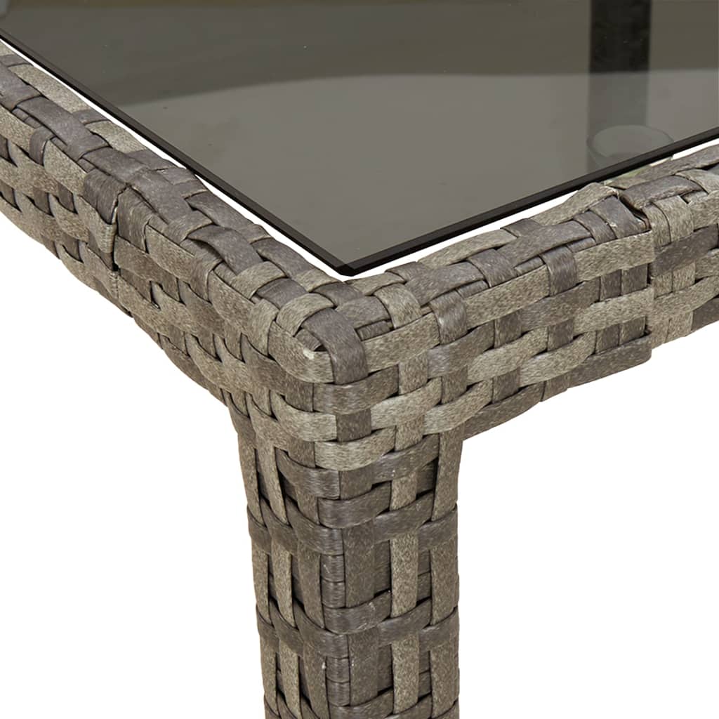 Sodo stalas, pilkas, 150x90x75cm, grūdintas stiklas/poliratanas | Stepinfit.lt