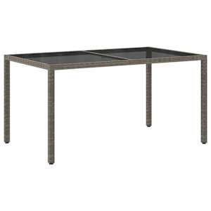Zahradní stůl 150 x 90 x 75 cm tvrzené sklo a polyratan šedý - obrázek 5
