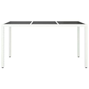 vidaXL Τραπέζι Κήπου Λευκό 150x90x75 εκ. Συνθετικό Ρατάν/Ψημένο Γυαλί