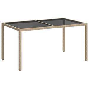Zahradní stůl 150 x 90 x 75 cm tvrzené sklo a polyratan béžový - obrázek 2