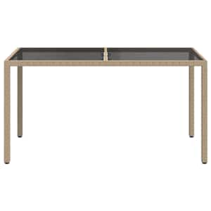 Zahradní stůl 150 x 90 x 75 cm tvrzené sklo a polyratan béžový - obrázek 3