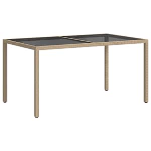 Zahradní stůl 150 x 90 x 75 cm tvrzené sklo a polyratan béžový - obrázek 5