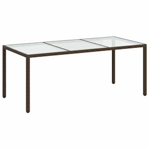 vidaXL aialaud, pruun 190 x 90 x 75 cm, karastatud klaas ja pol&uuml;rotang