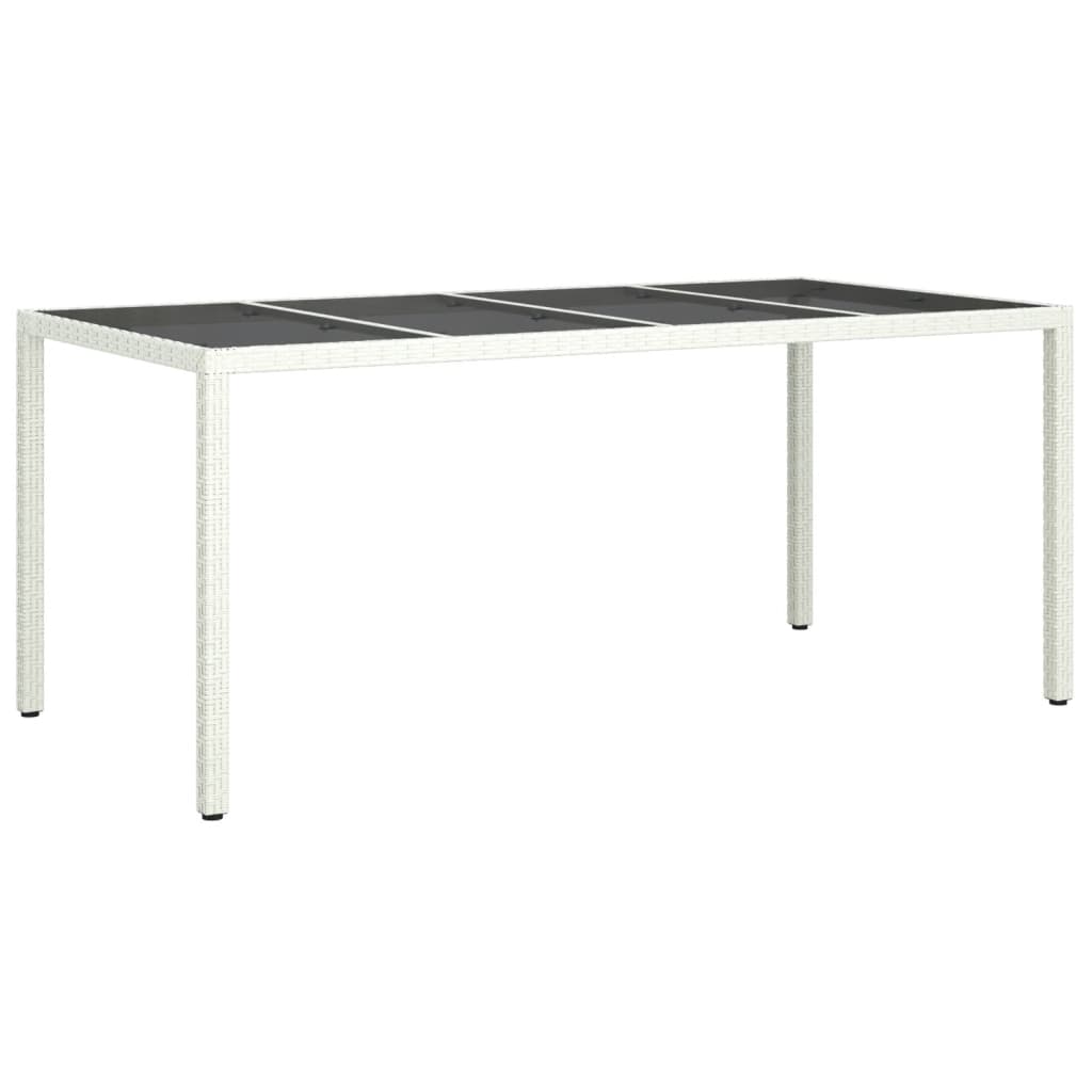Sodo stalas, baltas, 190x90x75cm, grūdintas stiklas/poliratanas | Stepinfit.lt