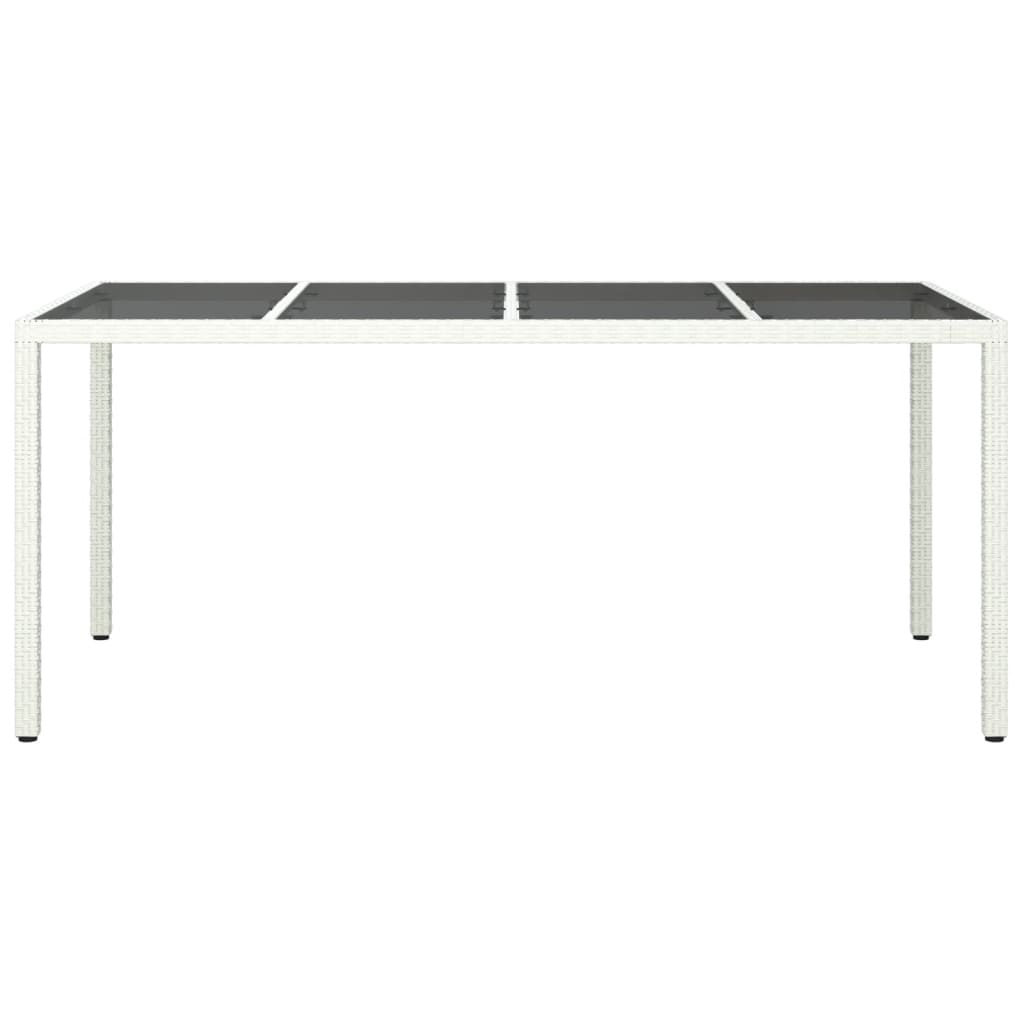 vidaXL Tuintafel 190x90x75 cm gehard glas en poly rattan wit