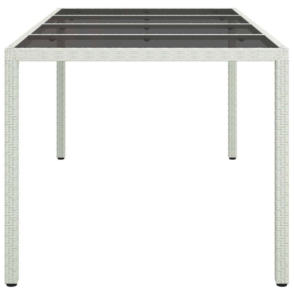 Sodo stalas, baltas, 190x90x75cm, grūdintas stiklas/poliratanas | Stepinfit.lt