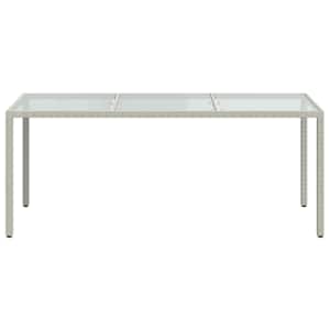 vidaXL feh&eacute;r polyrattan &eacute;s edzett &uuml;veg kerti asztal 190 x 90 x 75 cm