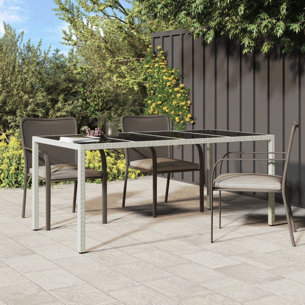 vidaXL Gartentisch Weiß 190x90x75 cm Hartglas und Poly Rattan