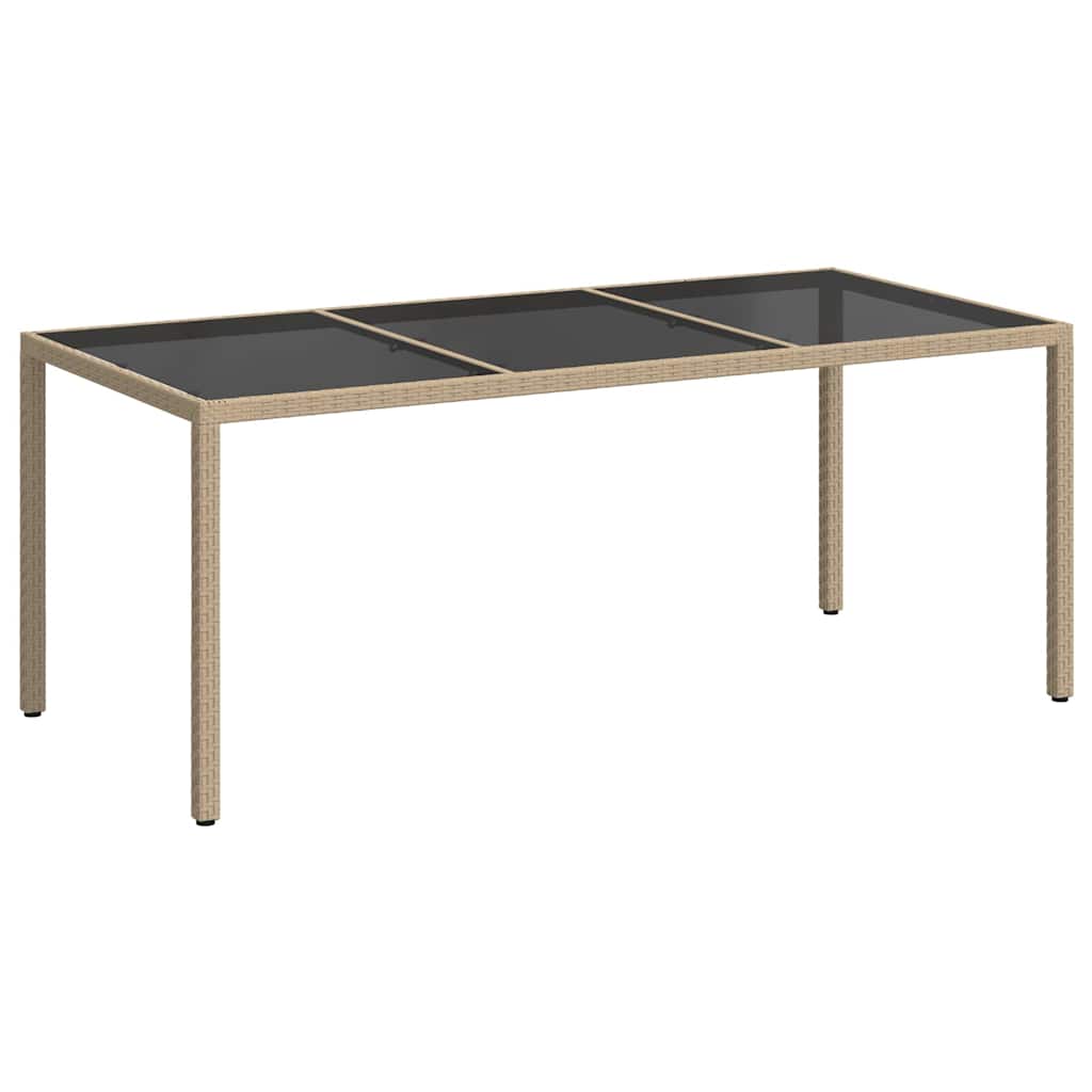 vidaXL Zahradní stůl béžový 190 x 90 x 75 cm tvrzené sklo a polyratan