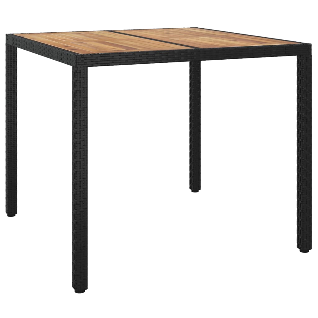 VidaXL Table De Jardin 90x90x75cm Résine Tressée Et Bois D'acacia Noir