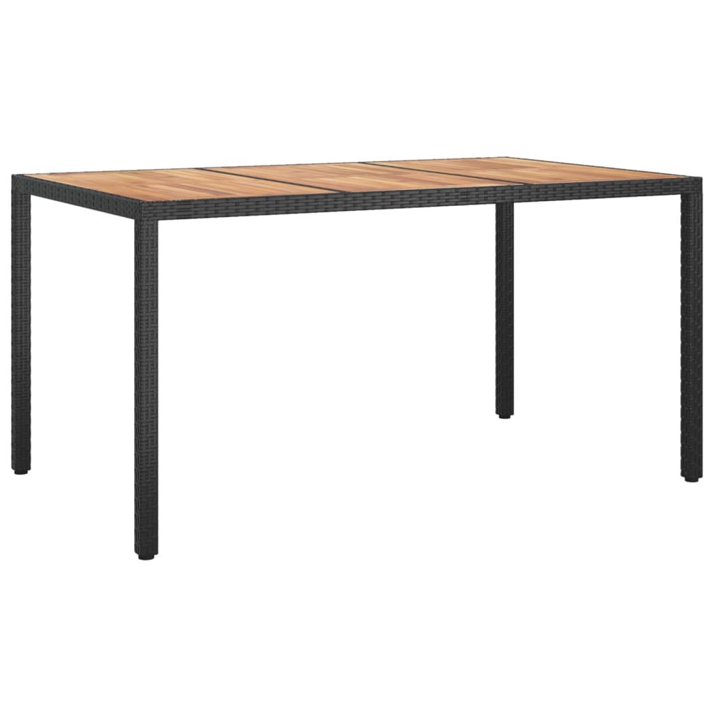 vidaXL Tuintafel 150x90x75 cm poly rattan en acaciahout zwart
