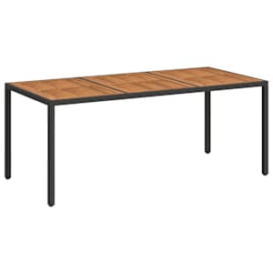 Zahradní stůl 190 x 90 x 75 cm polyratan a akáciové dřevo černý - obrázek 2