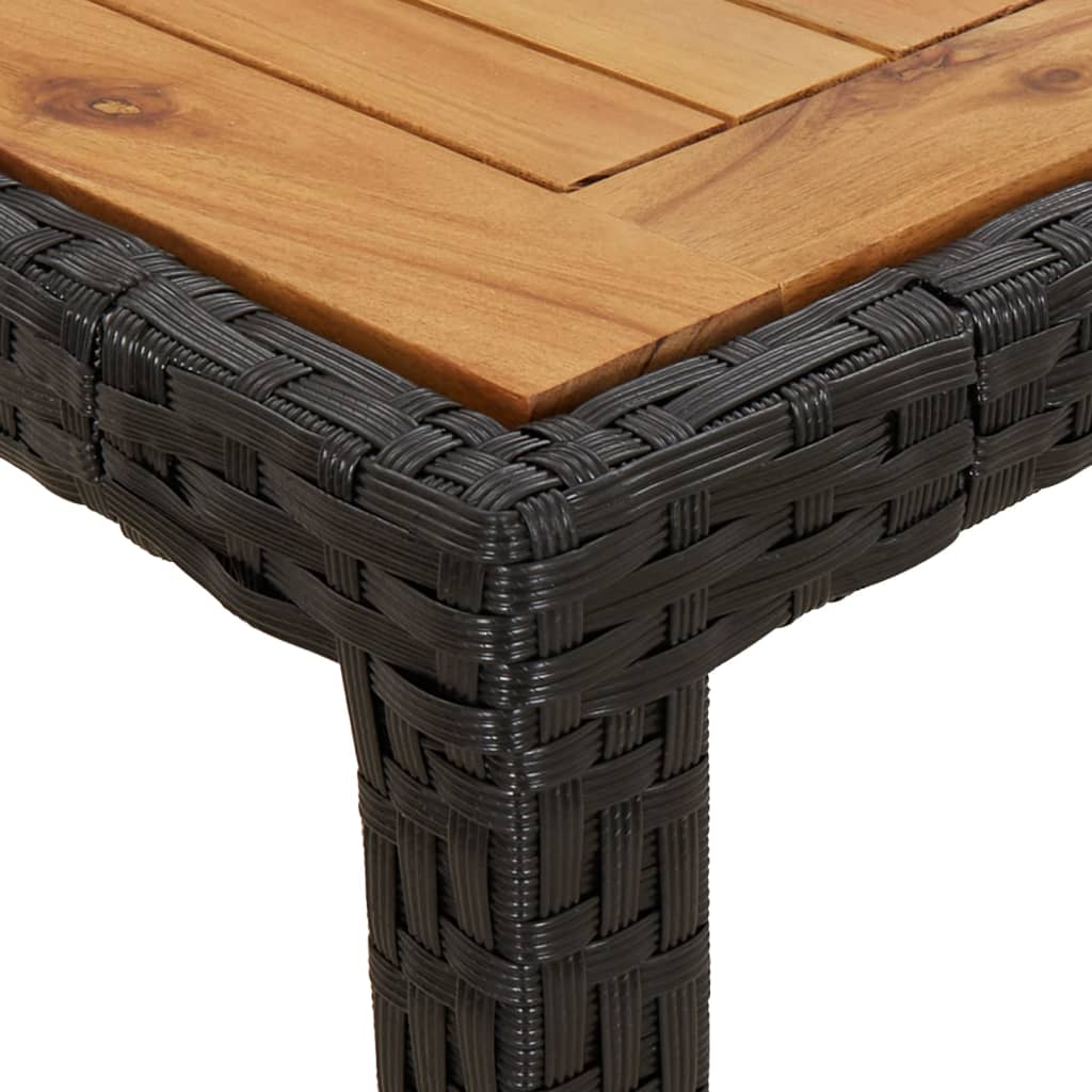  Záhradný stôl 190x90x75 cm polyratan a akáciové drevo čierny