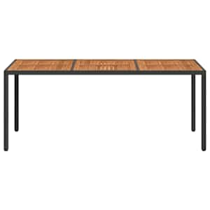 Zahradní stůl 190 x 90 x 75 cm polyratan a akáciové dřevo černý - obrázek 3