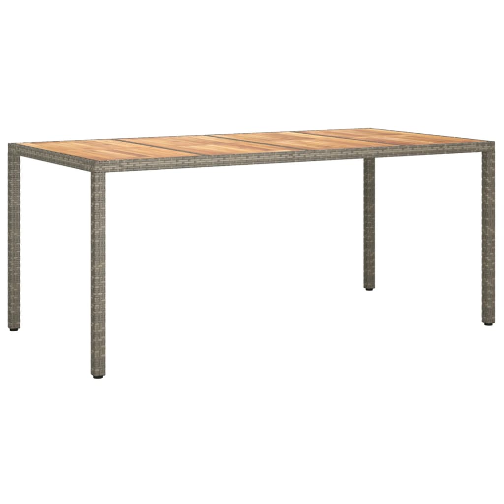 vidaXL Mesa de jardim 190x90x75 cm vime PE e acácia maciça cinzento