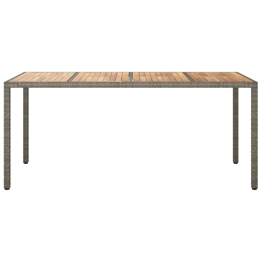  Záhradný stôl 190x90x75 cm polyratan a akáciové drevo sivý