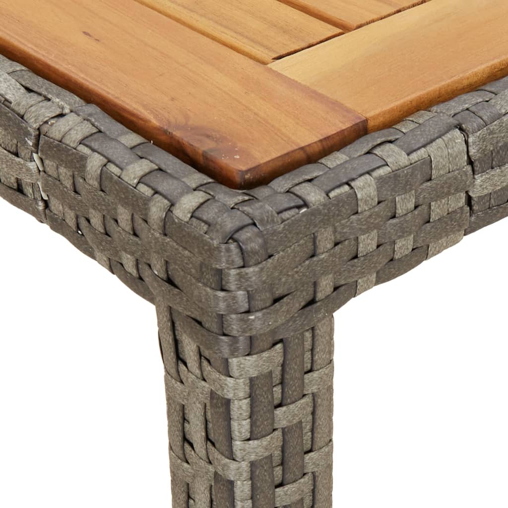  Záhradný stôl 190x90x75 cm polyratan a akáciové drevo sivý