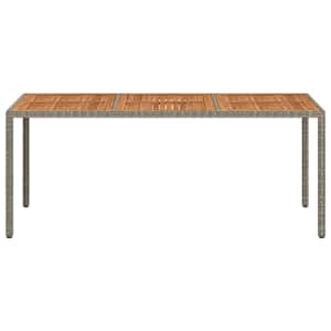 Zahradní stůl 190 x 90 x 75 cm polyratan a akáciové dřevo šedý - obrázek 3