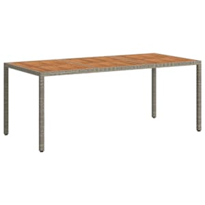 Zahradní stůl 190 x 90 x 75 cm polyratan a akáciové dřevo šedý - obrázek 5