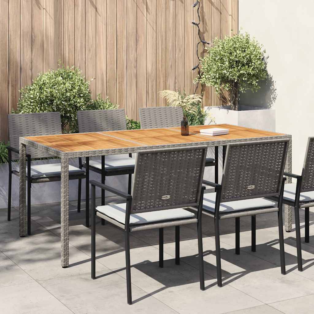 vidaXL Gartentisch 190x90x75 cm Poly Rattan und Akazienholz Grau