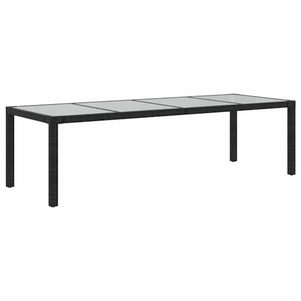 vidaXL aialaud, must, 250 x 100 x 75 cm, karastatud klaas, pol&uuml;rotang