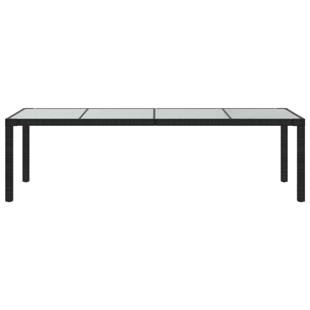 vidaXL Tuintafel 250x100x75 cm gehard glas en poly rattan zwart