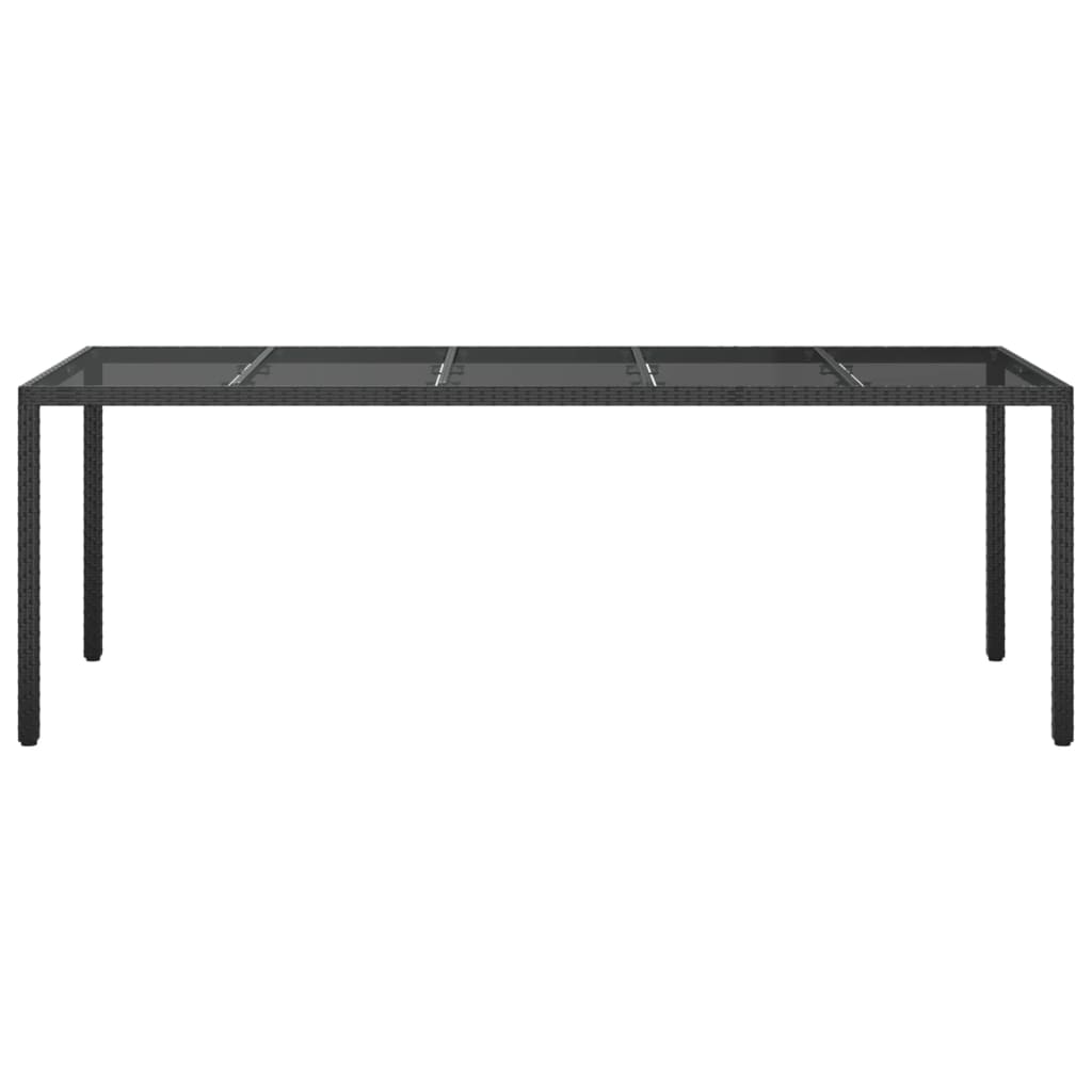 

vidaXL Tuintafel 250x100x75 cm gehard glas en poly rattan zwart