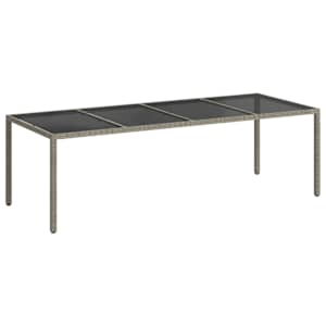 Zahradní stůl šedý 250 x 100 x 75 cm tvrzené sklo a polyratan - obrázek 2
