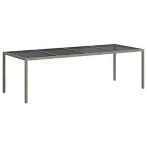 Zahradní stůl šedý 250 x 100 x 75 cm tvrzené sklo a polyratan - obrázek 5
